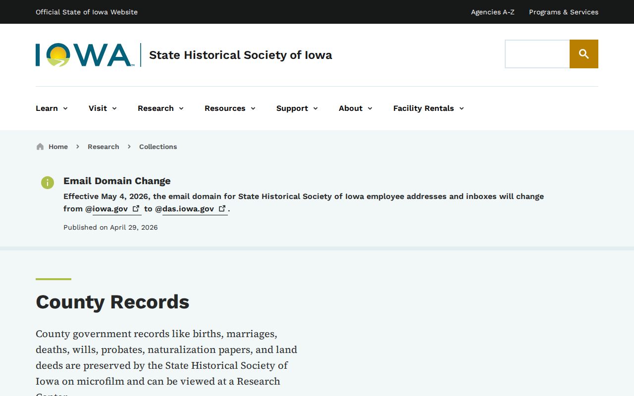 Iowa previous residents research using the State Historical Society county records guide